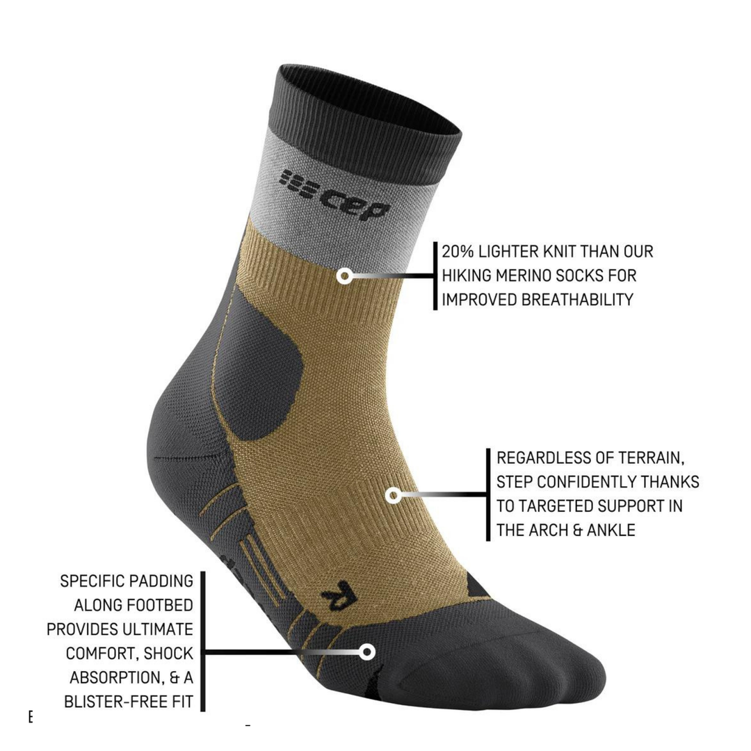 Hiking Light Merino Mid Cut Compression Socks, Men