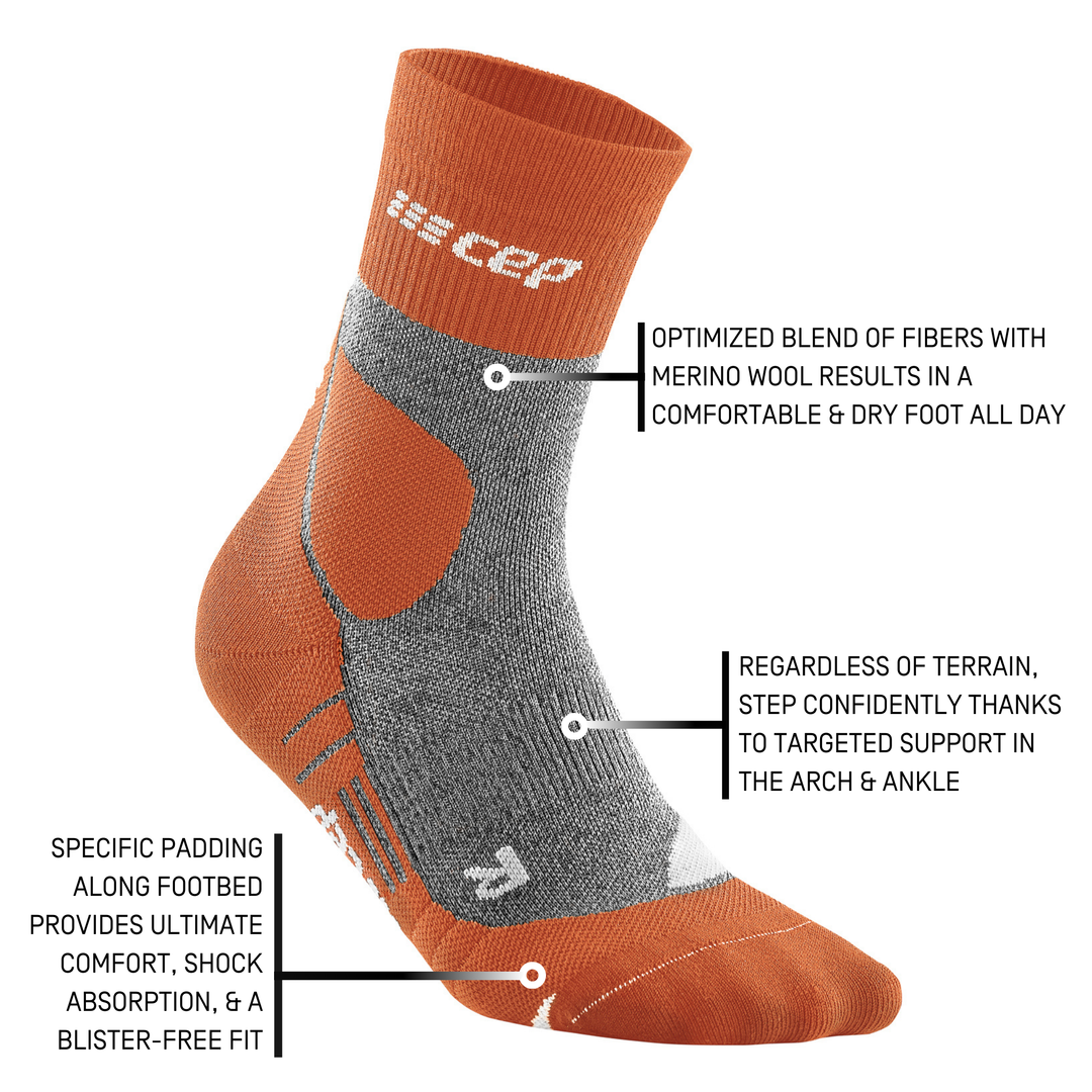 Hiking Merino Mid Cut Compression Socks, Women