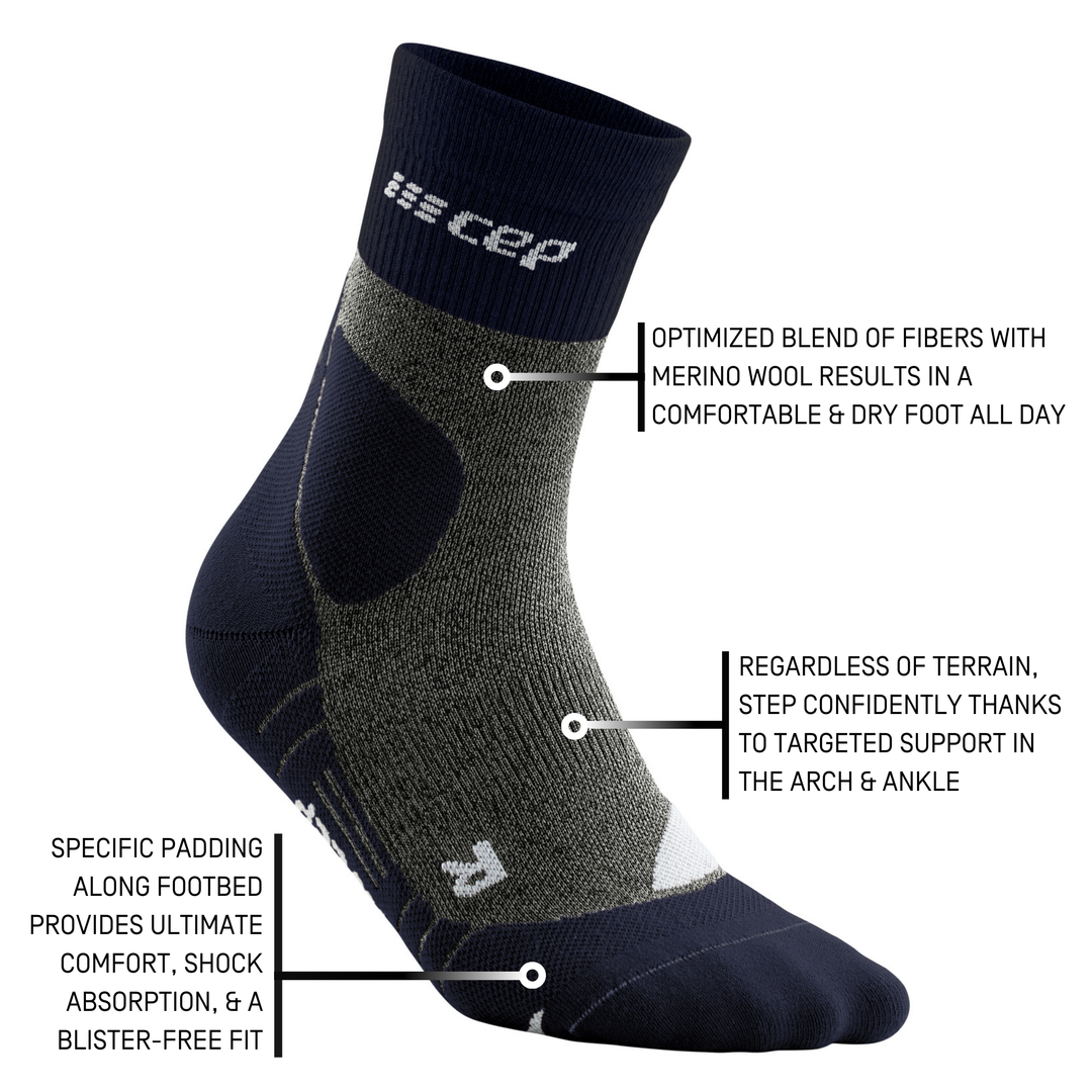 Hiking Merino Mid Cut Compression Socks, Women
