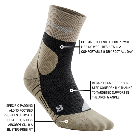 Hiking Merino Mid Cut Compression Socks, Men