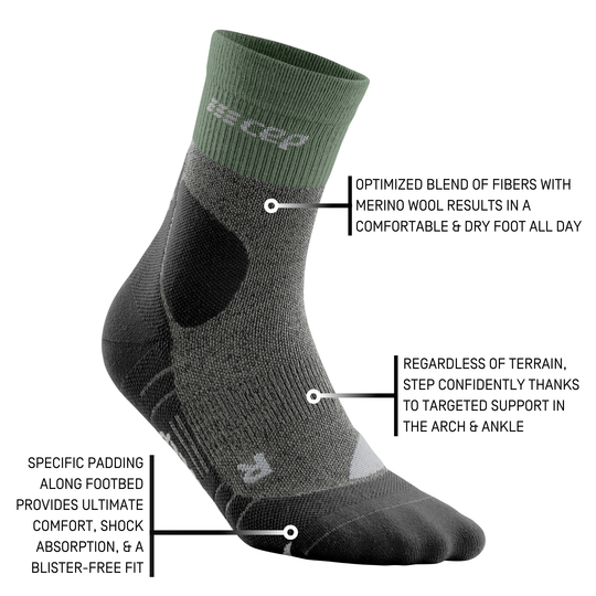 Hiking Merino Mid Cut Compression Socks, Men