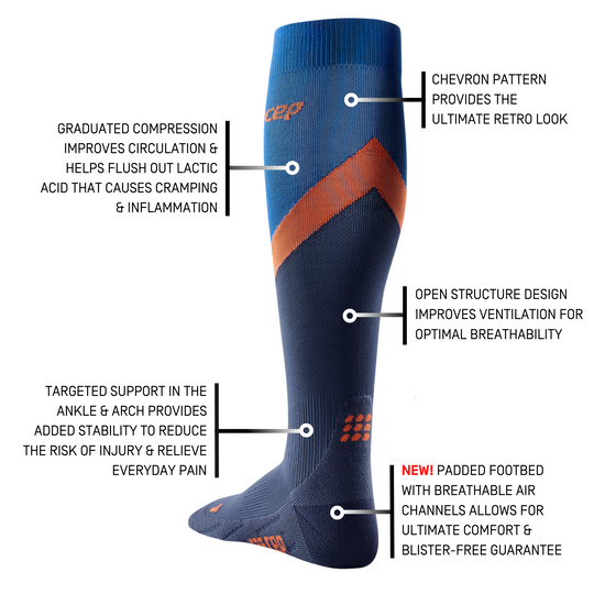 Chevron Tall Compression Socks, Women, Peacoat/Blue, Details