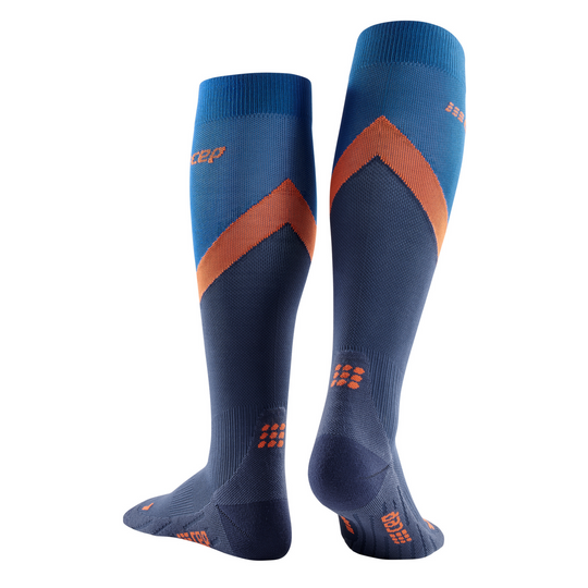 Chevron Tall Compression Socks, Women, Peacoat/Blue, Back View