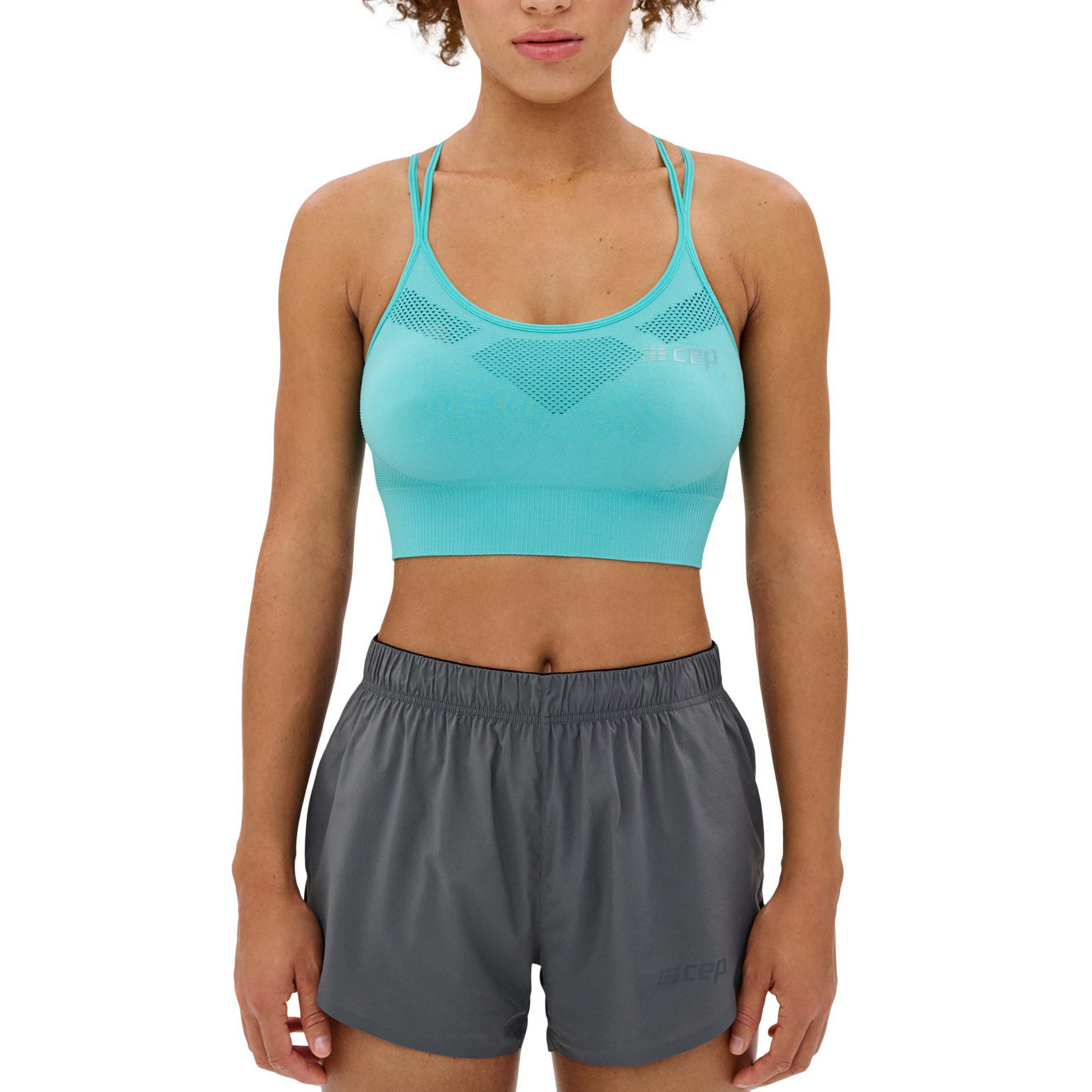 Clovia Women's Medium Impact Padded Seamless Sports Bra with Removable Cups  - Turquoise Blue