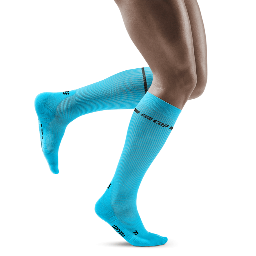 Neon Tall Compression Socks, Men, Neon Blue