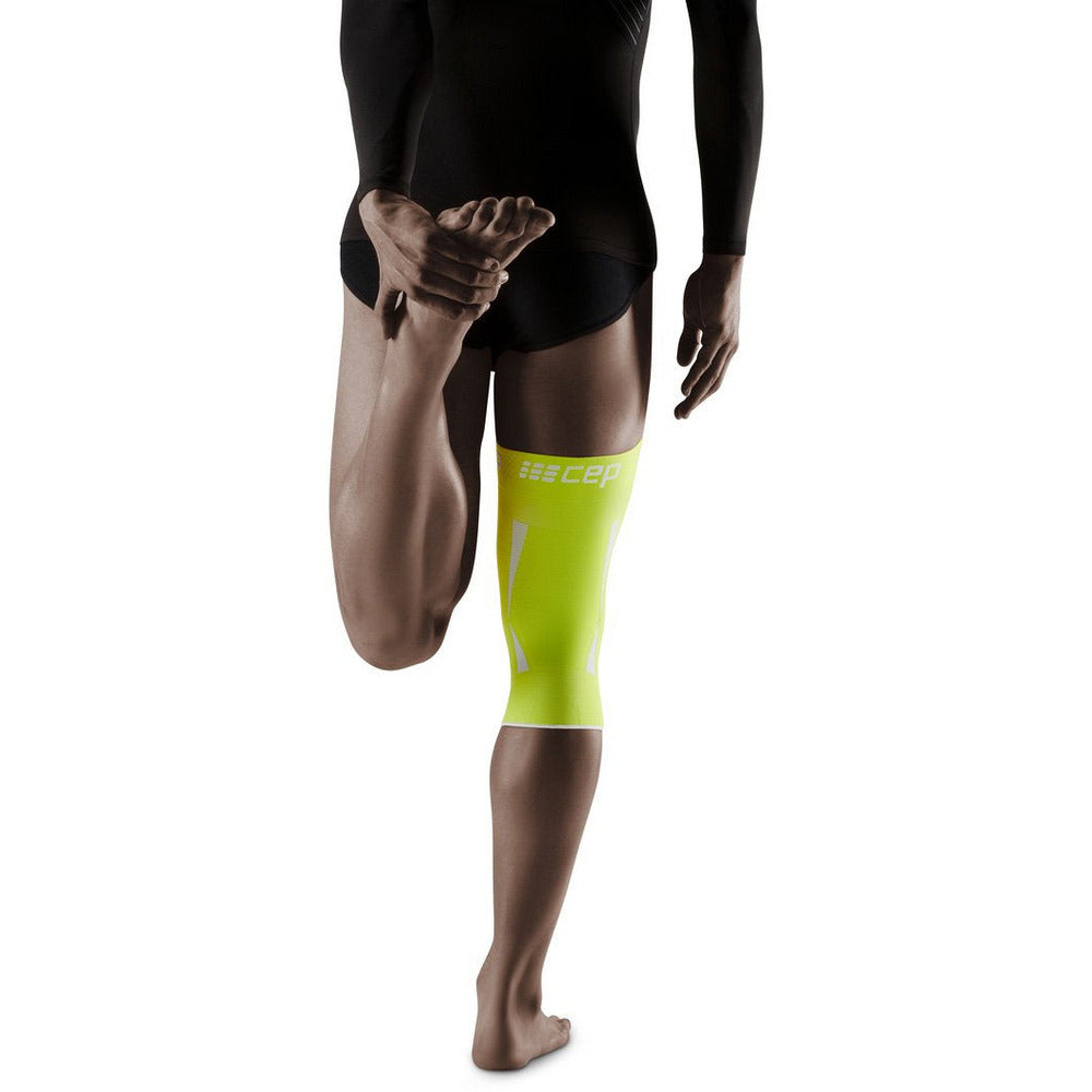 Compression Knee Sleeve, Lime/Grey, Back View Model