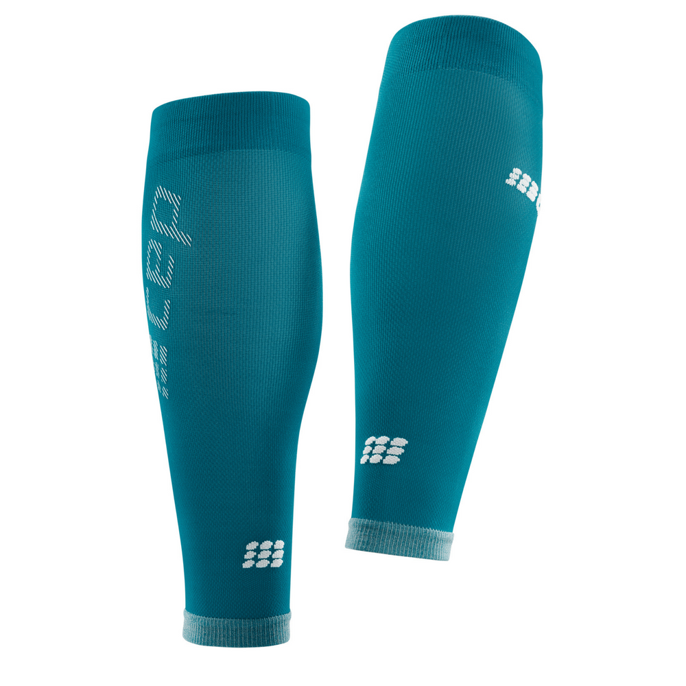 Ultralight Compression Calf Sleeves, Men, Petrol/Light Grey, Back View