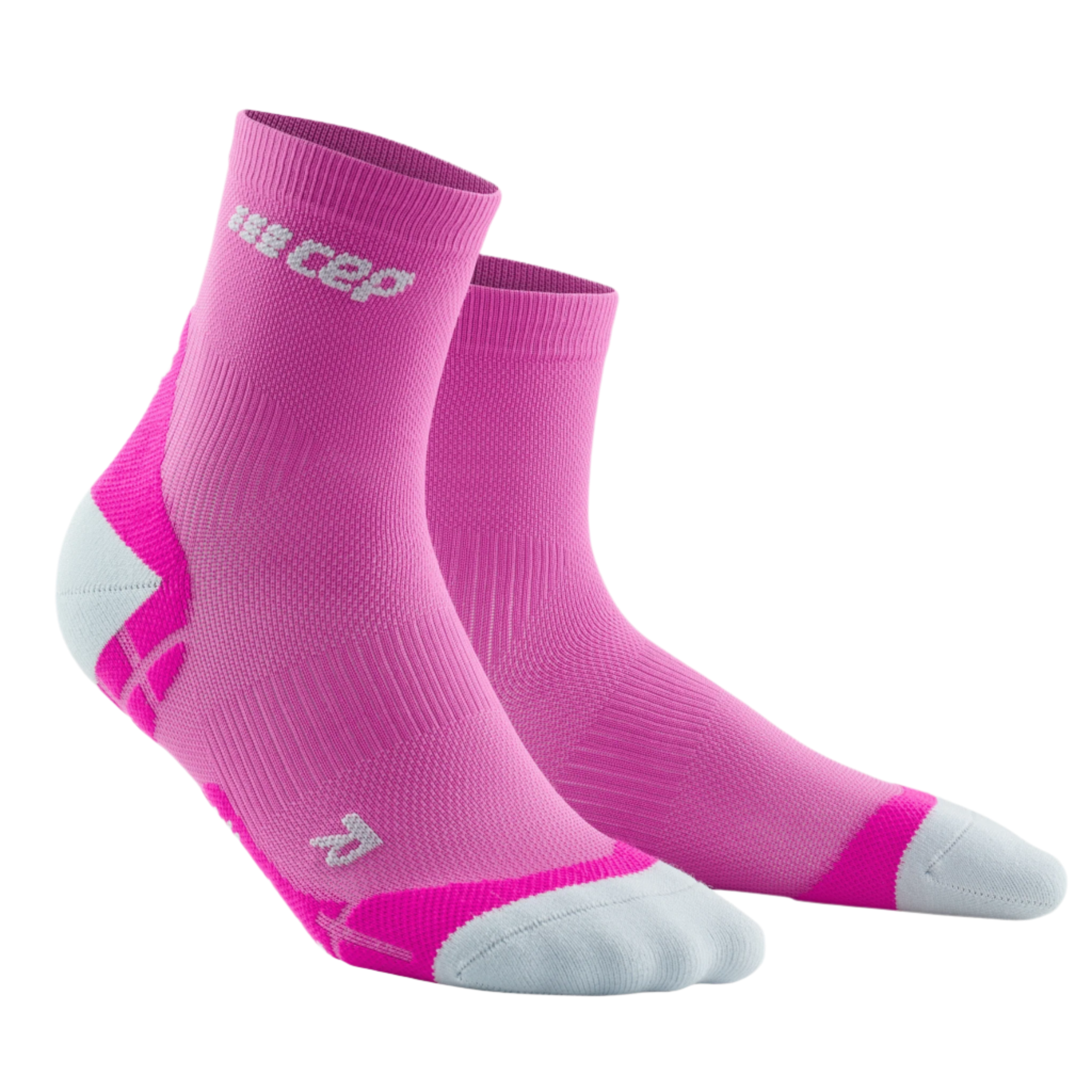 Ultralight Short Compression Socks, Women, Electric Pink/Light Grey, Front View