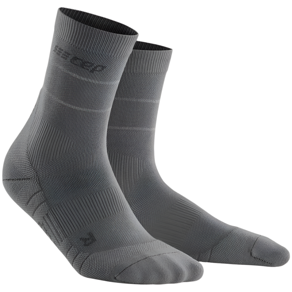 Reflective Mid Cut Compression Socks, Women, Grey/Silver, Front View