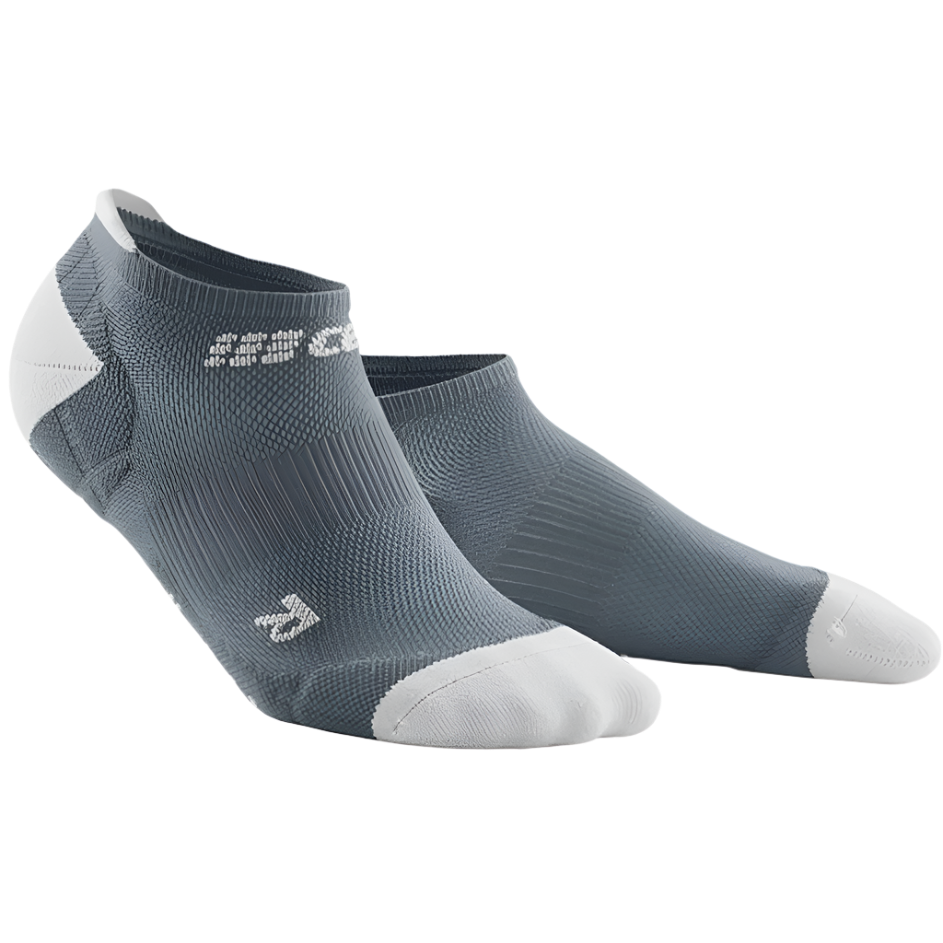 Ultralight No Show Compression Socks, Men, Grey/Light Grey, Front View