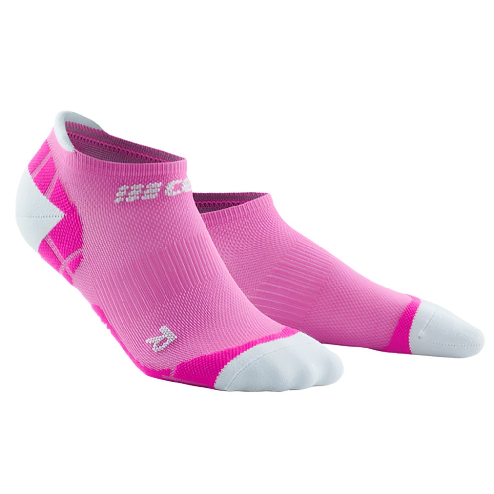 Ultralight No Show Compression Socks, Women, Electric Pink/Light Grey, Front View