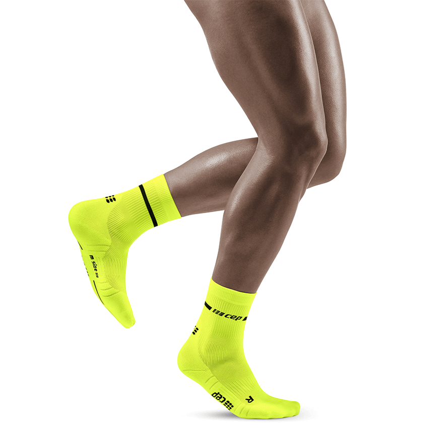 Neon Mid Cut Compression Socks, Men, Neon Yellow