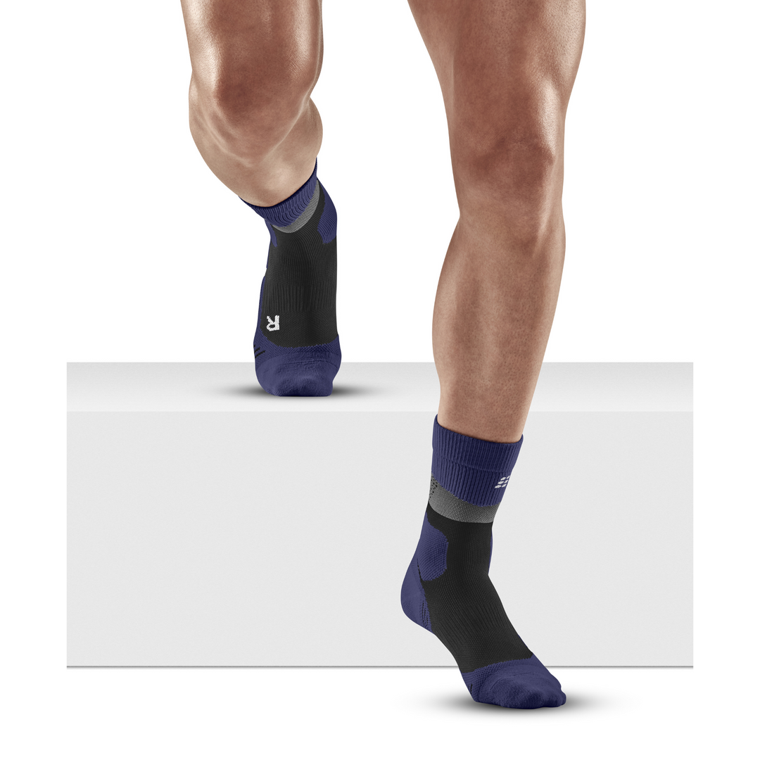  Calcetines de senderismo que absorben la humedad para hombre,  calcetines de compresión para botas de trabajo con germanio antiampollas y  fibra Coolmax, paquete de 1/2, 1 marrón + 1 azul 