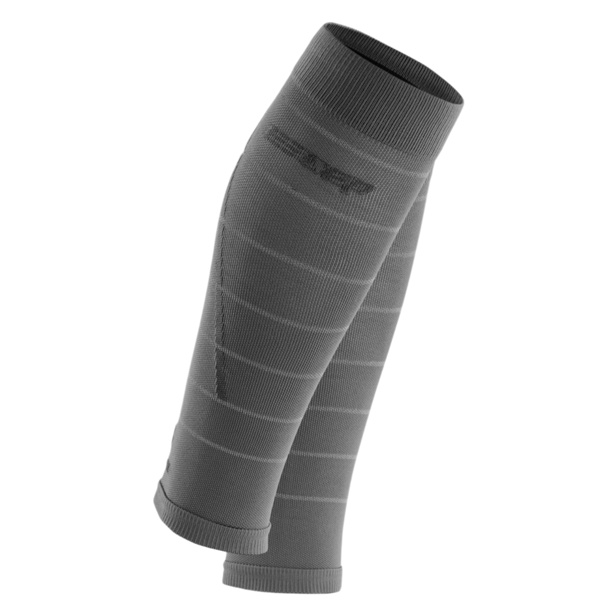 Reflective Compression Calf Sleeves, Men, Grey/Silver, Front View