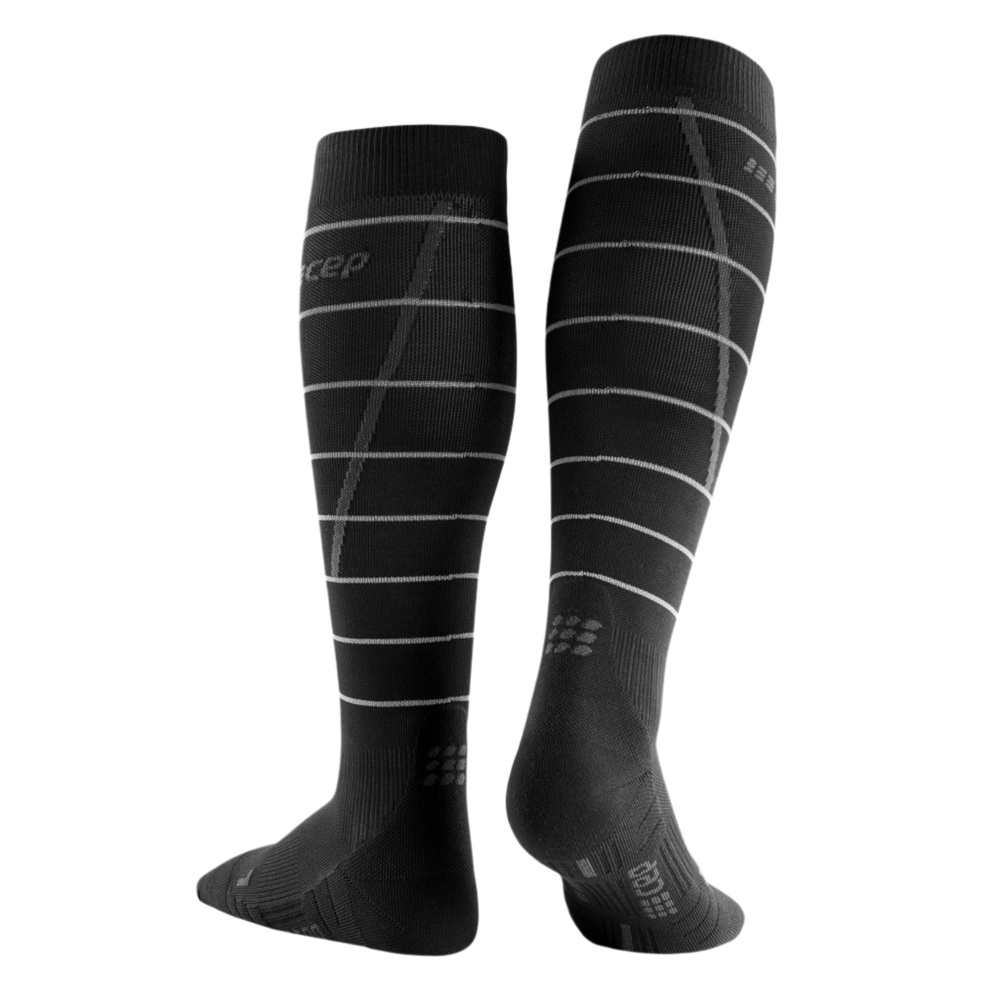 Reflective Tall Compression Socks, Men, Black/Silver, Back View